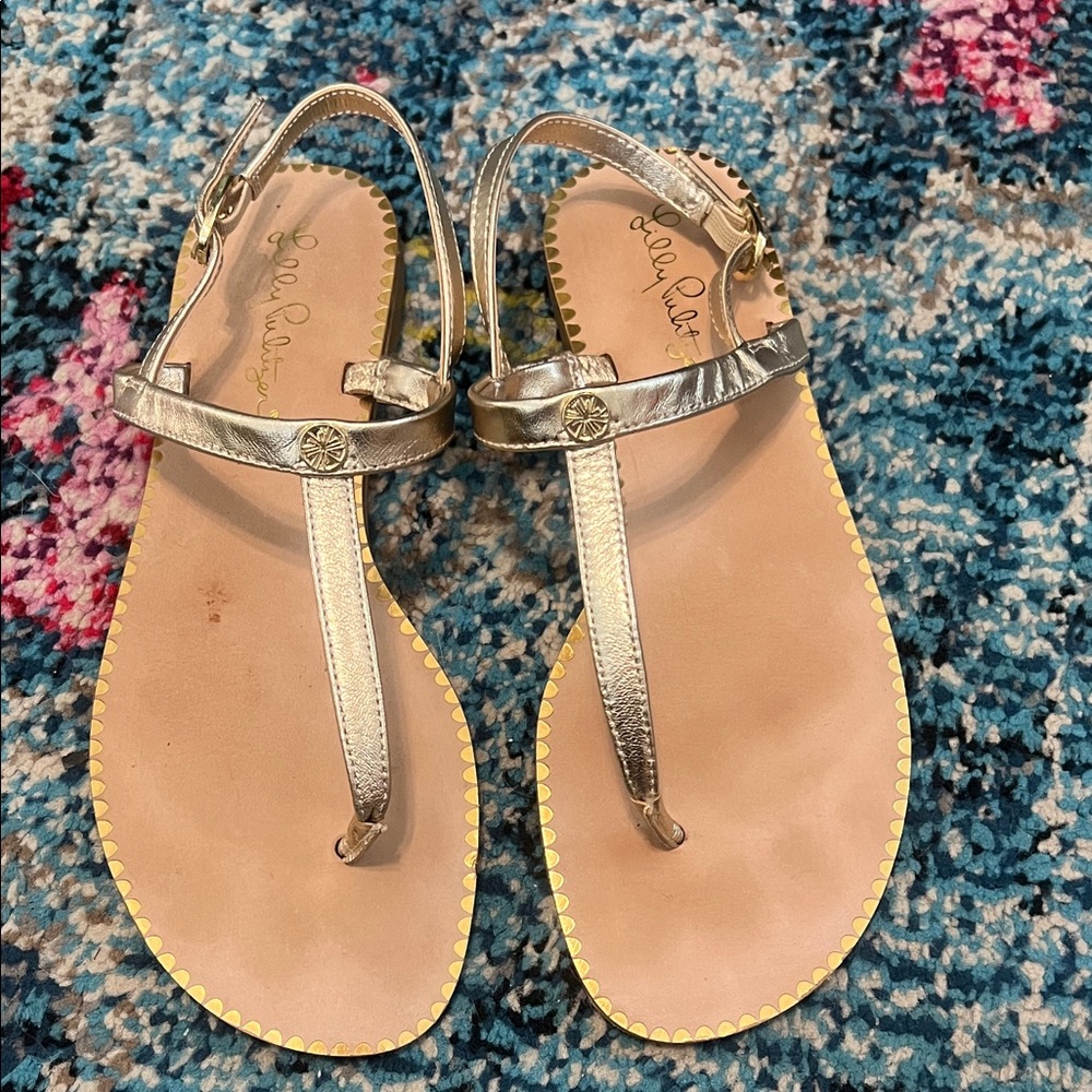 Metallic gold Lilly Pulitzer thong Sandals